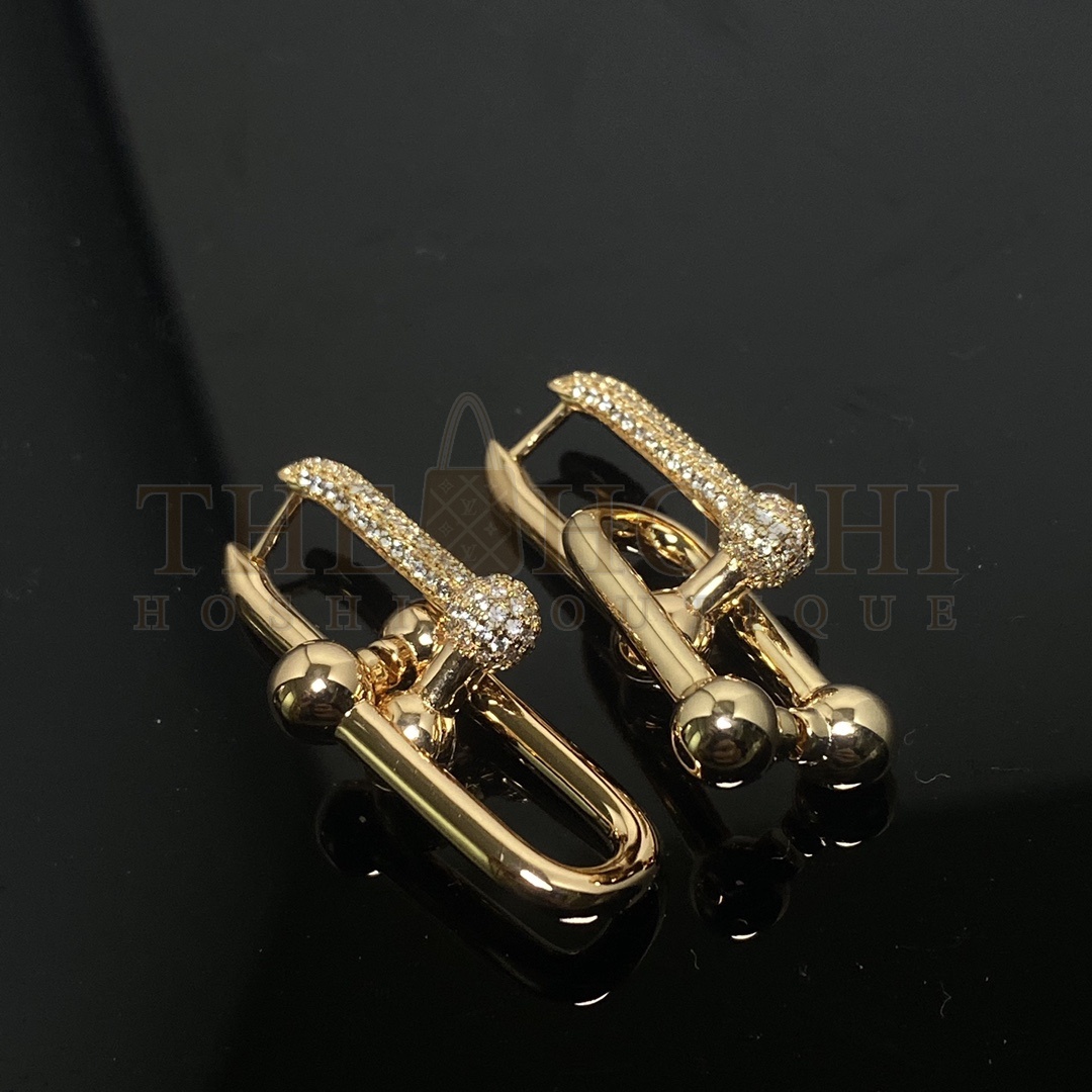 T*f*ny Earrings New Half D1am0nd Double U Ear Dangle Master Quality