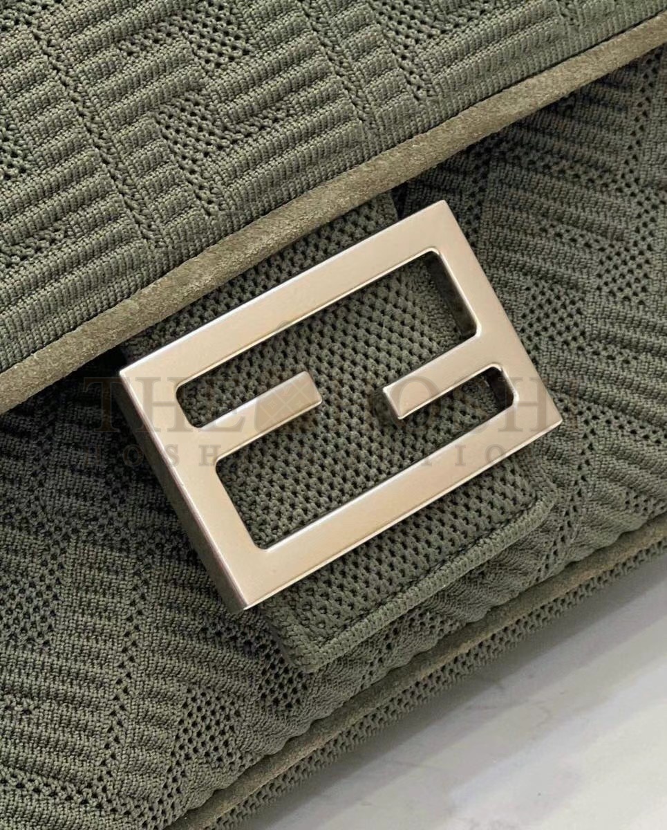F**di Baguette Chain Midi Bag In Green FF Fabric Master Quality