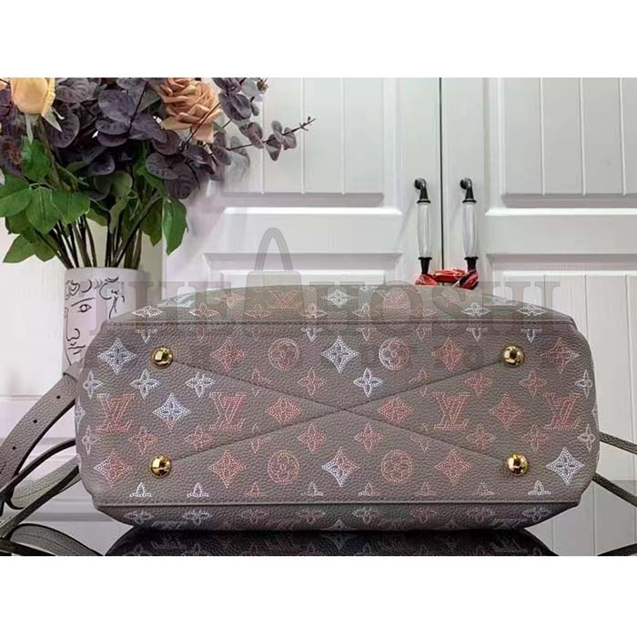 L0vis Vvtt0n LV Women Bella Tote Gray Mahina Perforated Calfskin Leather Master Quality