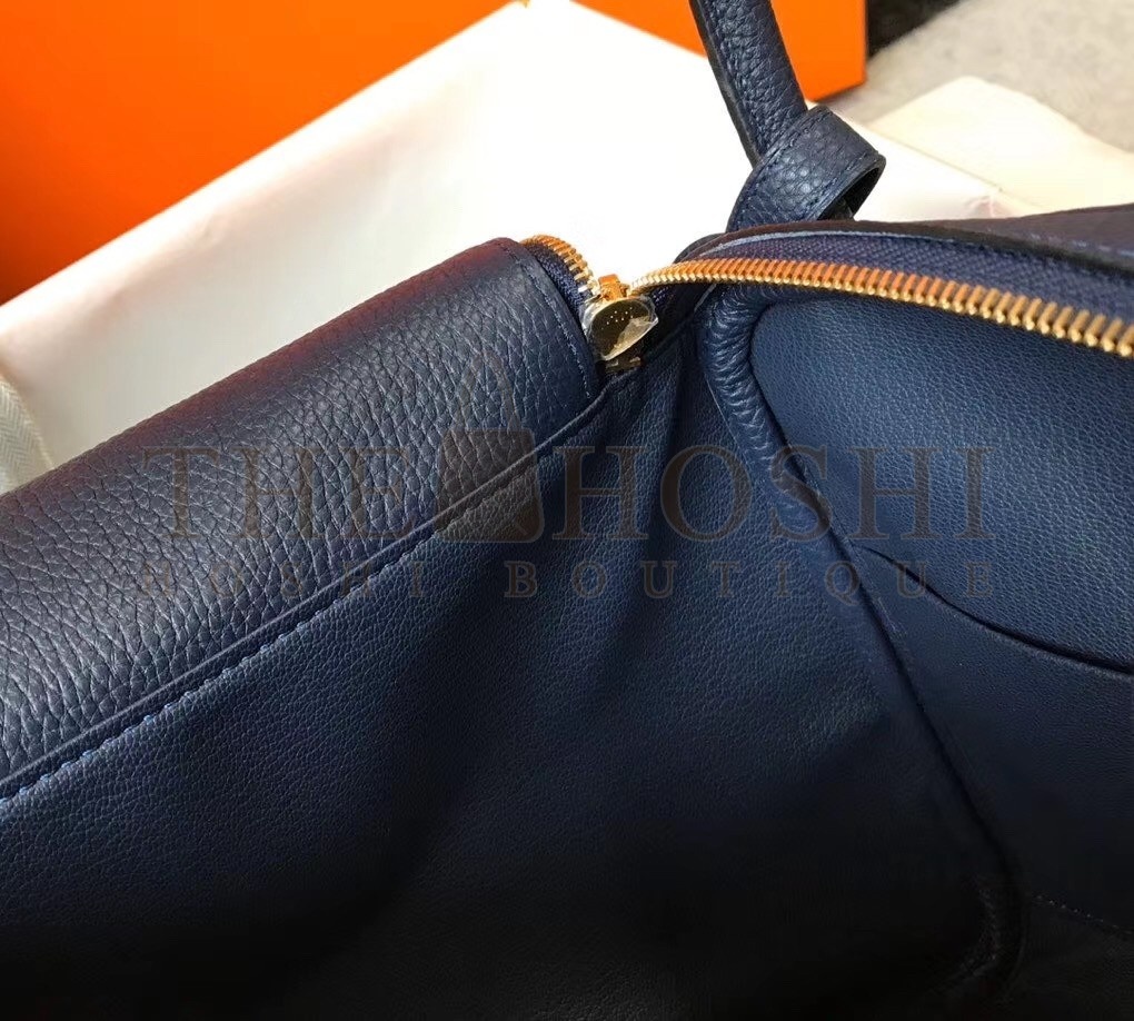 H**me5 Lindy 30cm Bag In Navy Blue Clemence Leather Master Quality