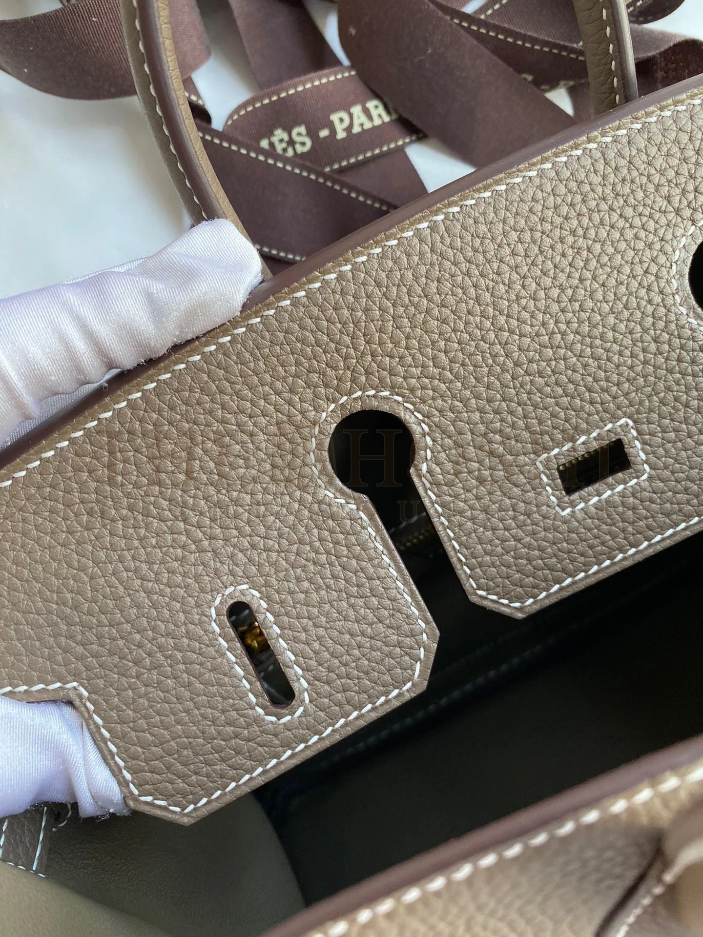 H**me5 Birkin 25 Retourne Handmade Bag In Taupe Clemence Leather Master Quality