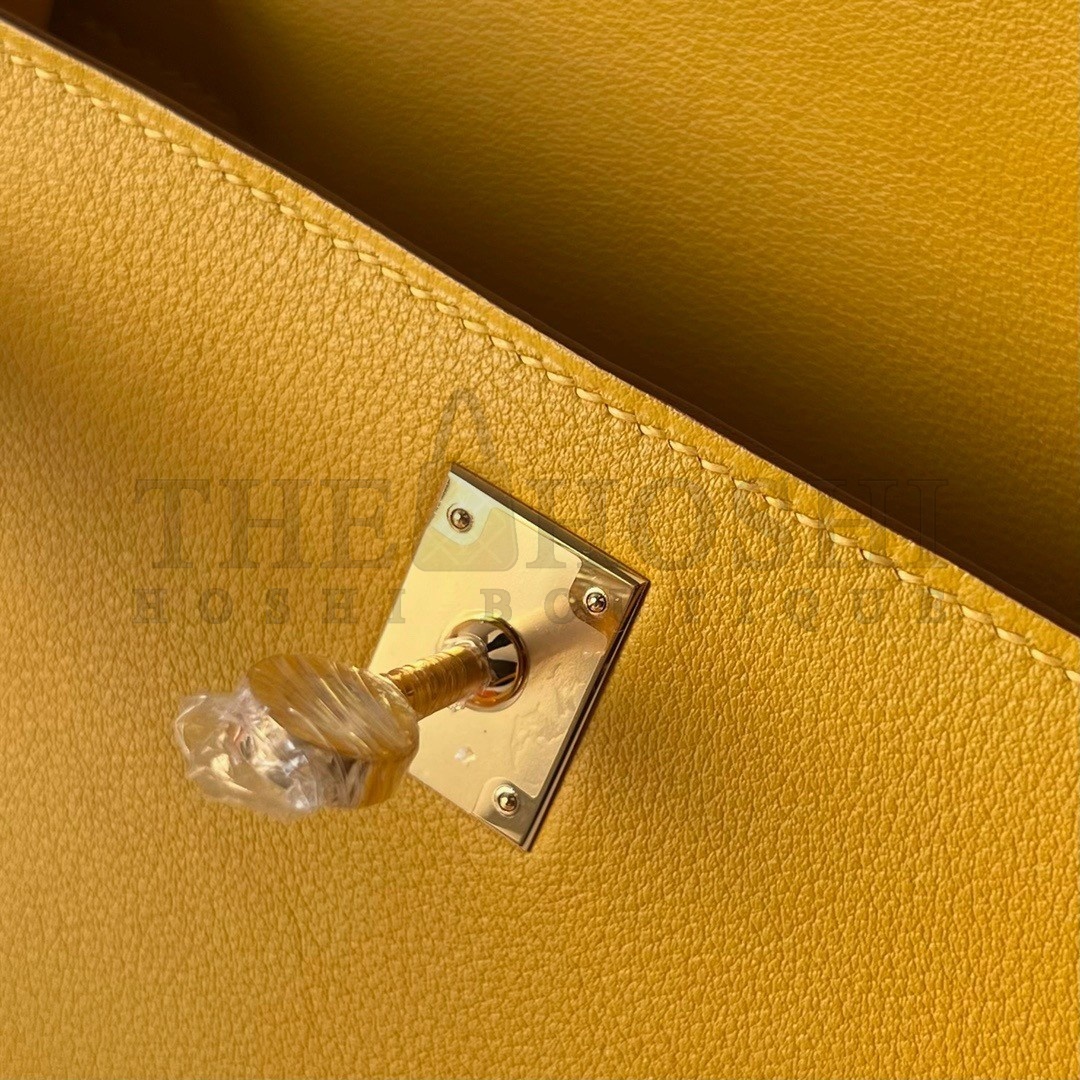 H**me5 Kelly Pochette Handmade Bag In Jaune Ambre Swift Calfskin Master Quality