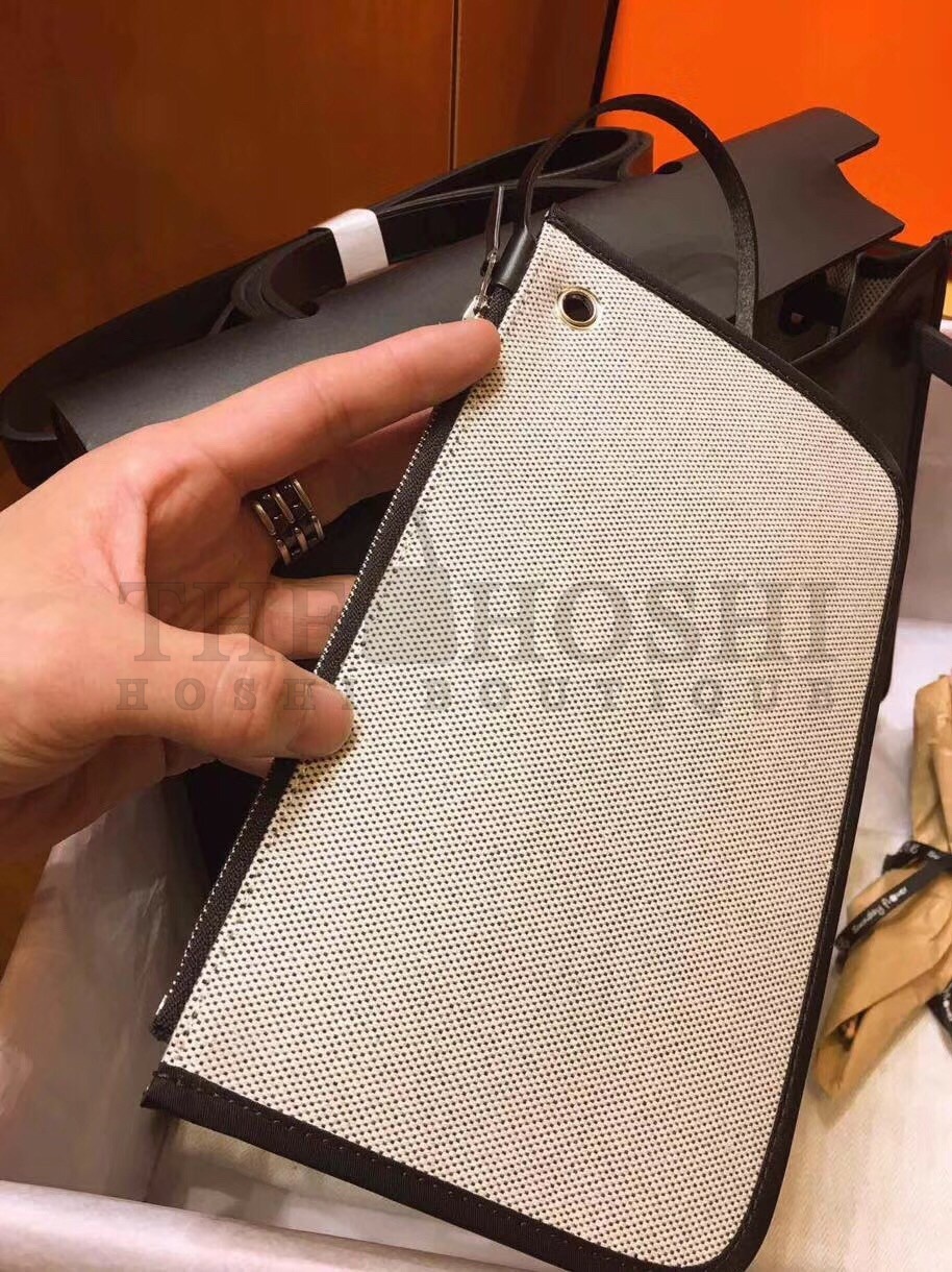 H**me5 Herbag Zip 31cm Bag In Black Leather And Toile Master Quality