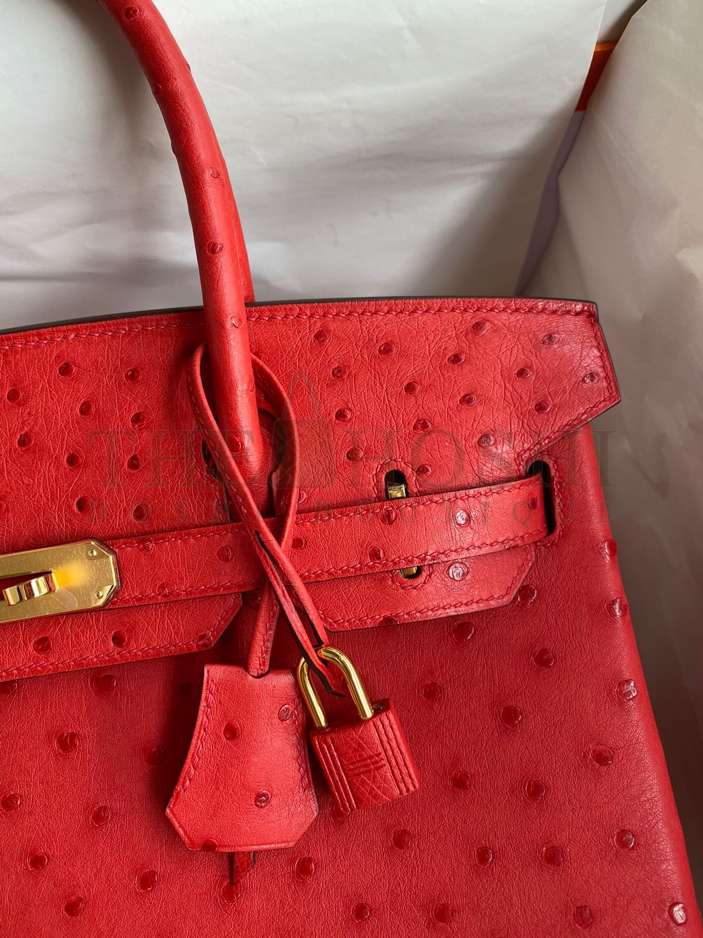 H**me5 Birkin 30 Retourne Handmade Bag In Red Ostrich Leather Master Quality
