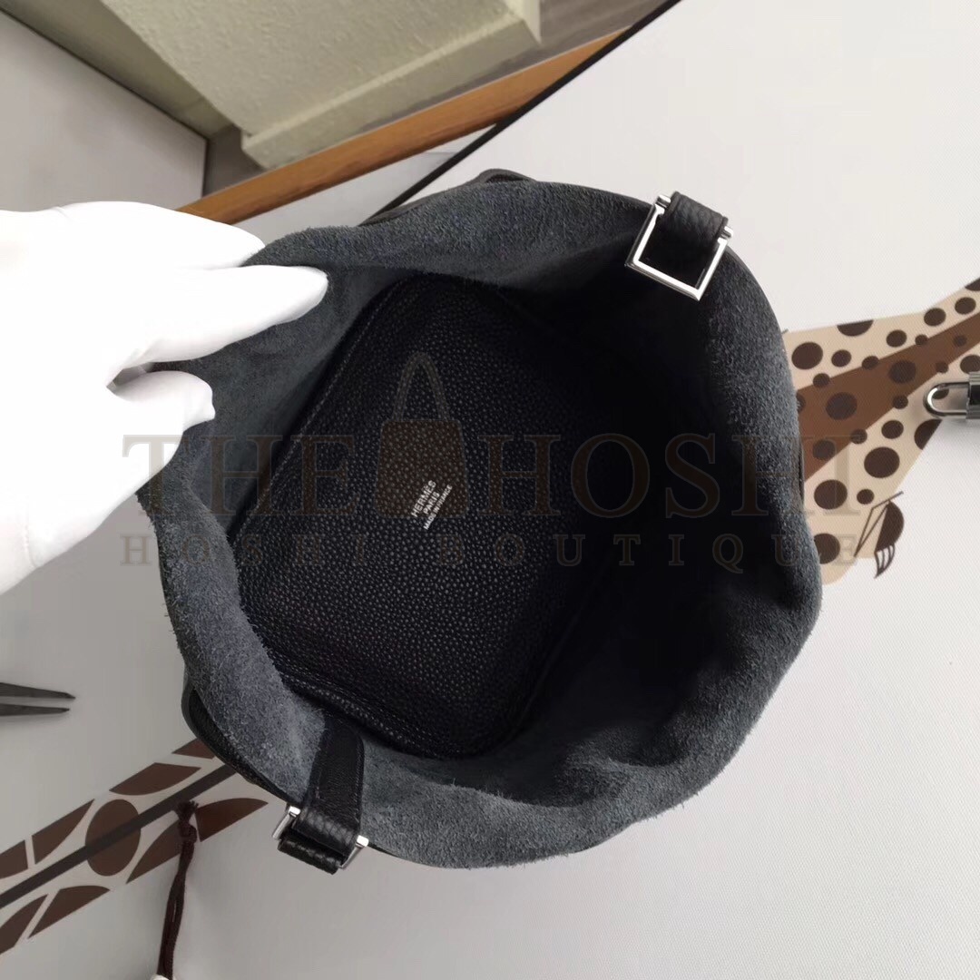 H**me5 Black Picotin Lock 18cm Bag With Braided Handles Master Quality