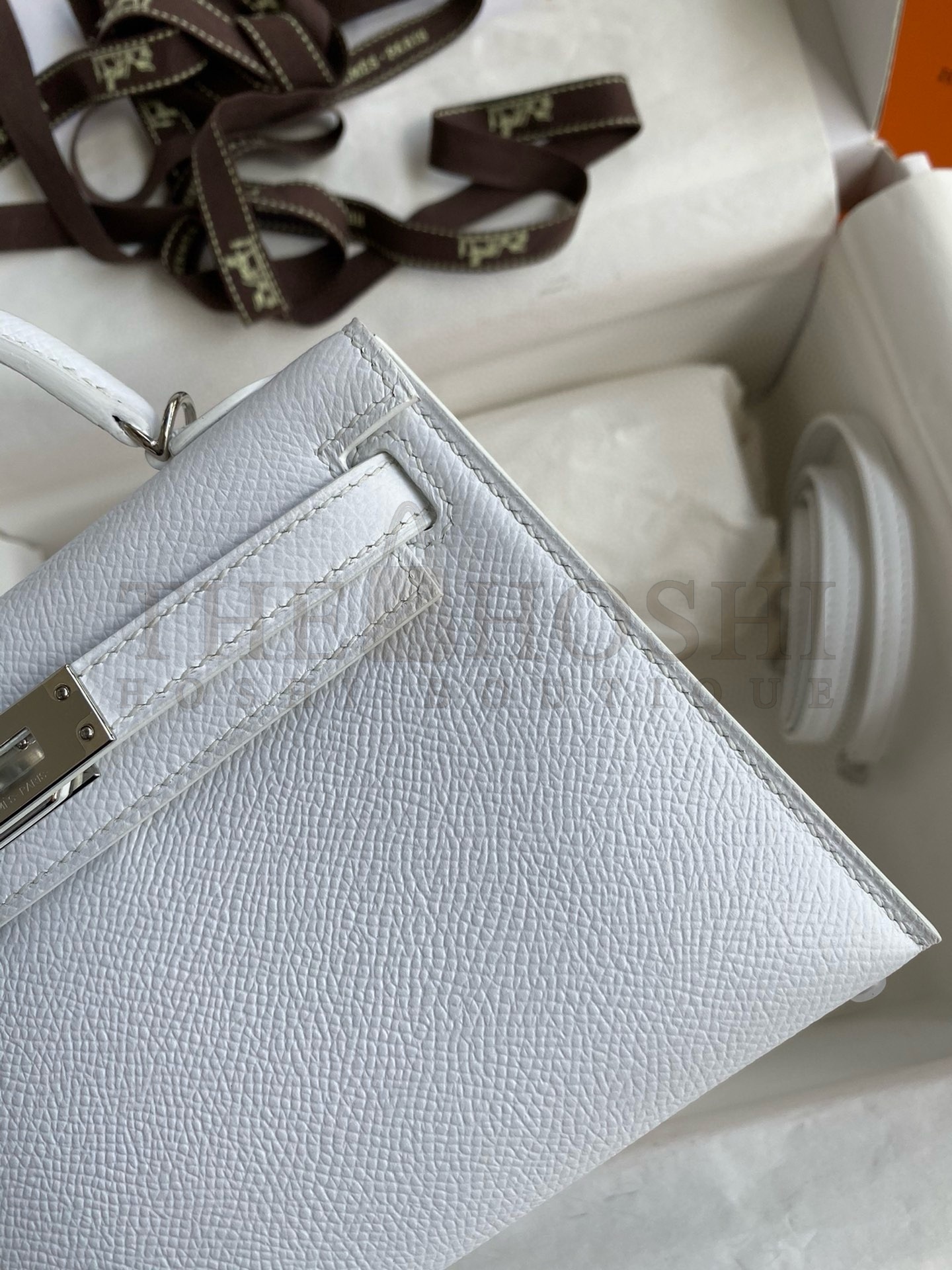 H**me5 Kelly Mini II Sellier Handmade Bag In White Epsom Calfskin Master Quality