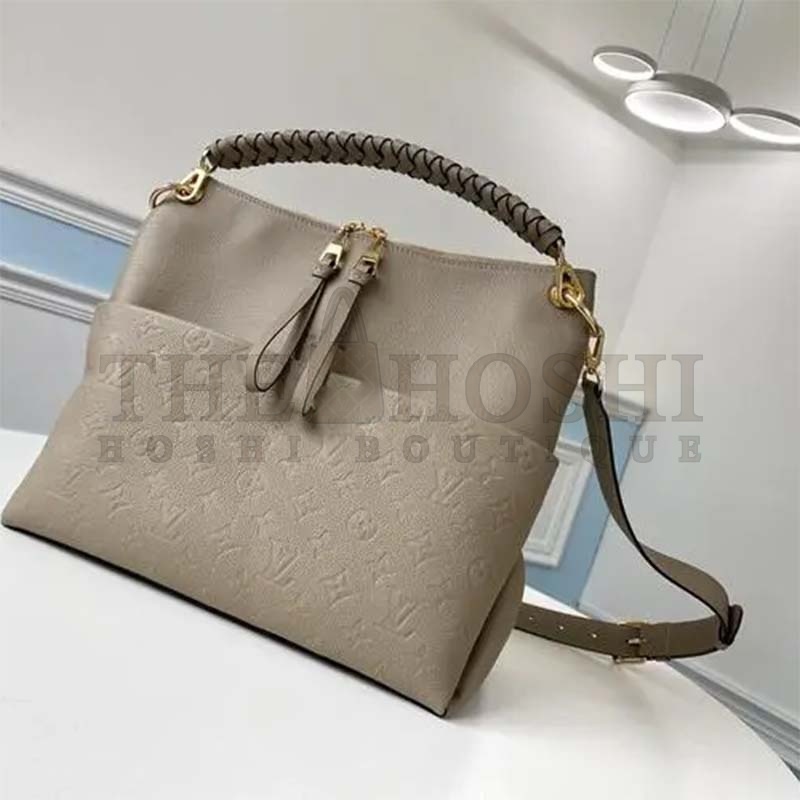 L0vis Vvtt0n LV Women Maida Hobo Handbag Tourterelle Gray Embossed Grained Cowhide Master Quality