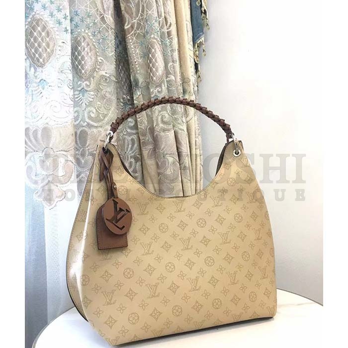 L0vis Vvtt0n LV Women Carmel Hobo Bag Crème Beige Mahina Perforated Calf Leather Master Quality