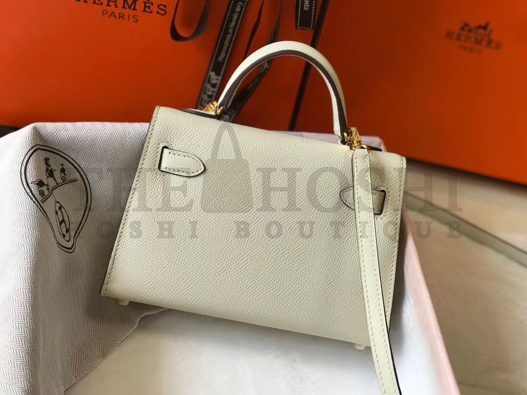 H**me5 Kelly Mini II Bag In White Epsom Leather Master Quality