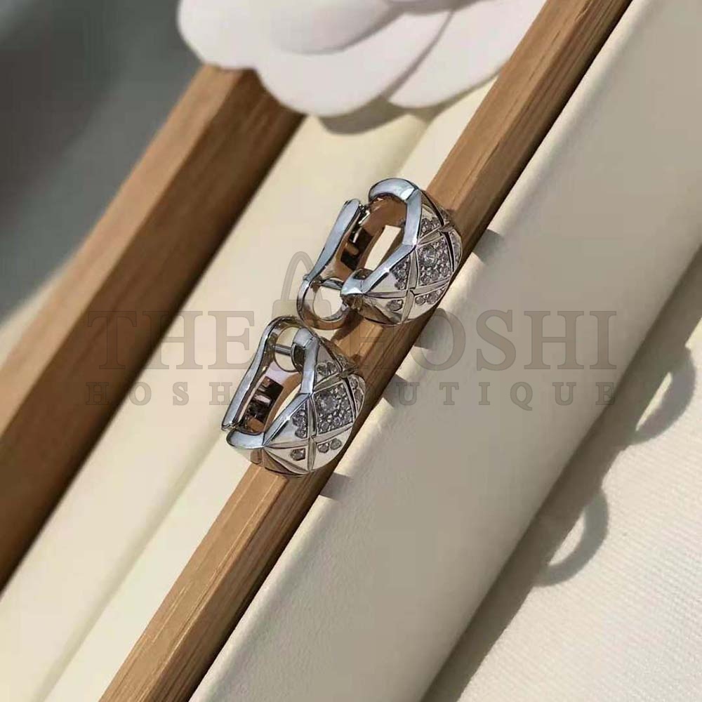 Ch**el Women Coco Crush Earrings in 18K White Gold Master Quality