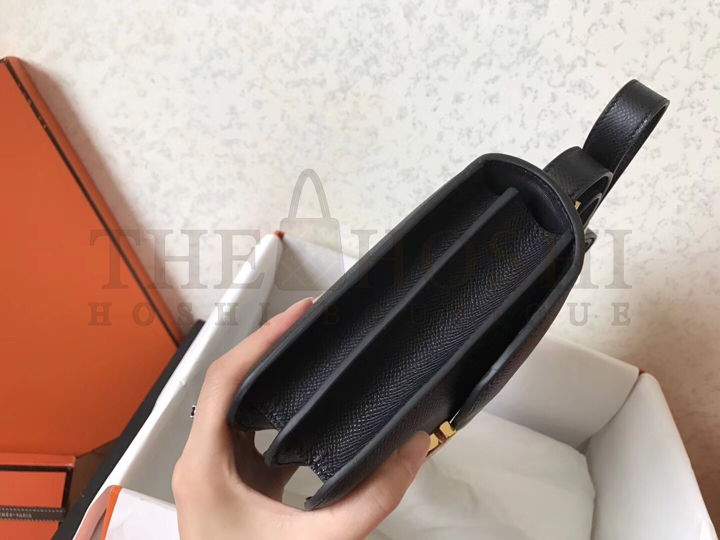 H**me5 Epsom Constance 24cm Black Handmade Bag Master Quality