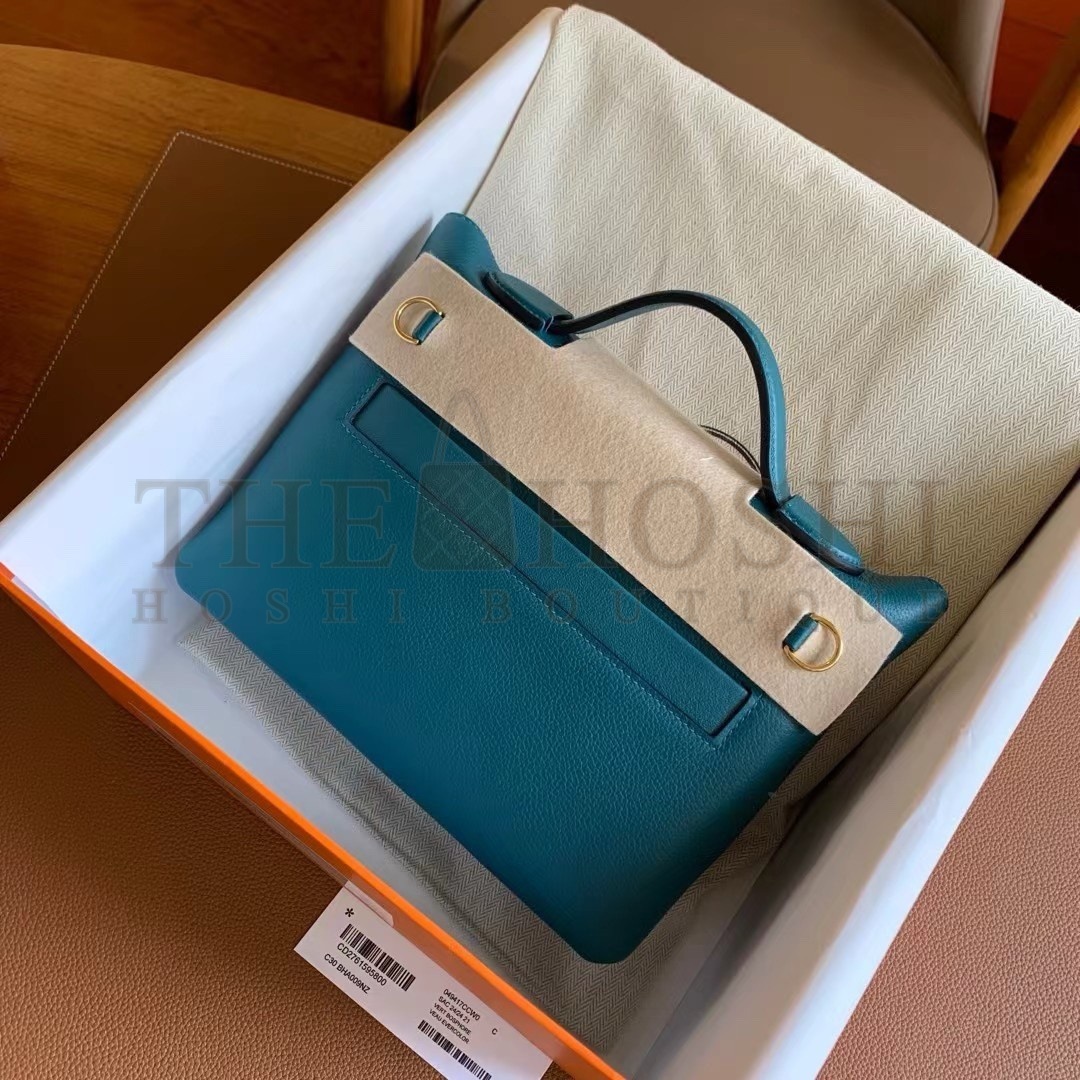 H**me5 24/24 Mini 21 Handmade Bag in Vert Bosphore Evercolor Leather Master Quality