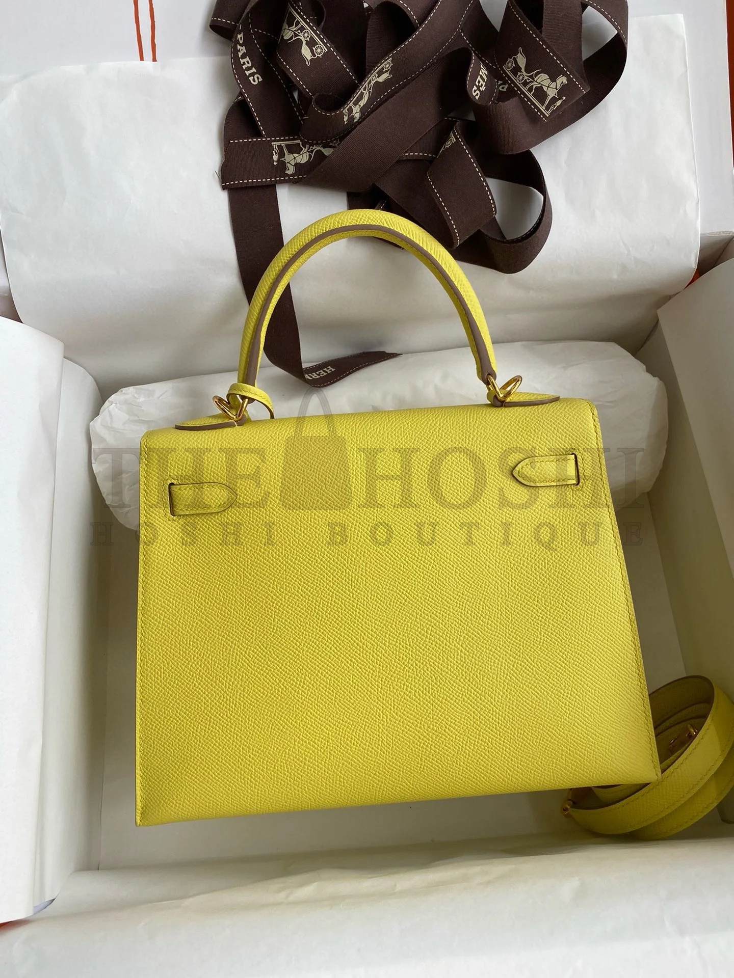 H**me5 Kelly Sellier 28 Handmade Bag In Lime Epsom Calfskin Master Quality