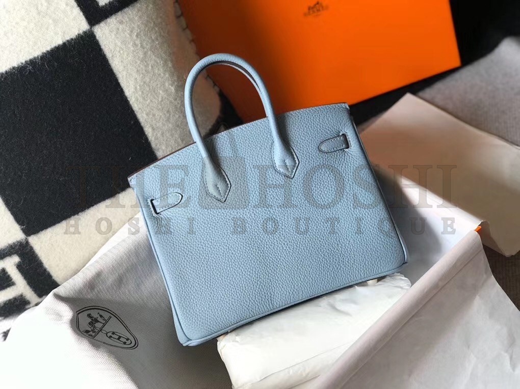 H**me5 Birkin 25 Bag In Blue Lin Clemence Leather with GHW Master Quality