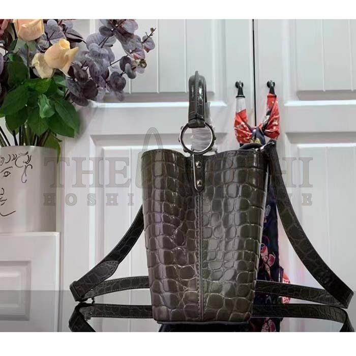 L0vis Vvtt0n LV Women Capucines BB Handbag Grey Crocodilien Brillant Savoir Faire Master Quality