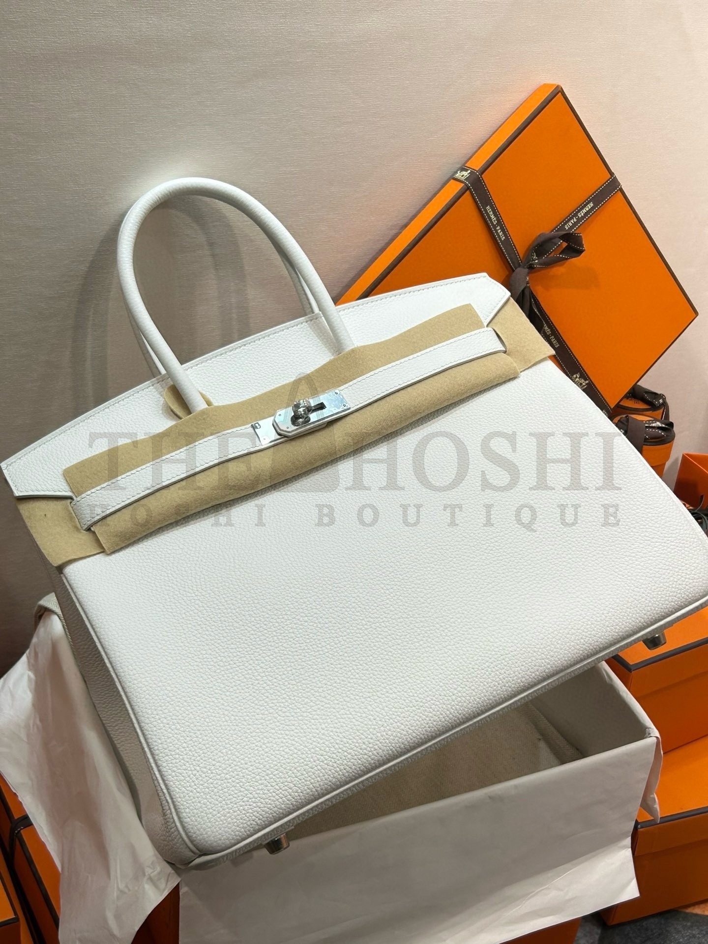 H**me5 Birkin 35 Retourne Handmade Bag In White Clemence Leather Master Quality