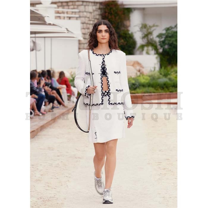 Ch**el trainer shoes Women CC Sneakers Fabric Laminated White Silver Master Quality