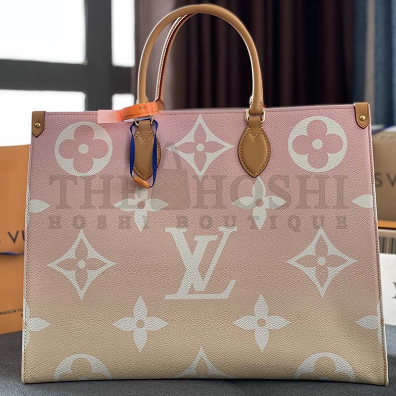 L0vis Vvtt0n LV Women OnTheGo GM Tote Bag Pink Monogram Giant Coated Canvas Raffia Master Quality