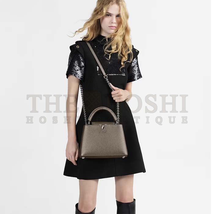 L0vis Vvtt0n LV Women Capucines BB Hand Bag Etain Metallic Gray Taurillon Leather Master Quality