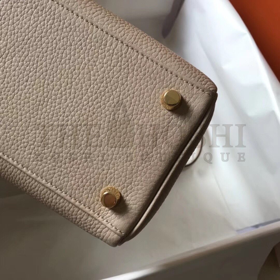 H**me5 Kelly 28cm Retourne Bag In Argile Clemence Leather Master Quality