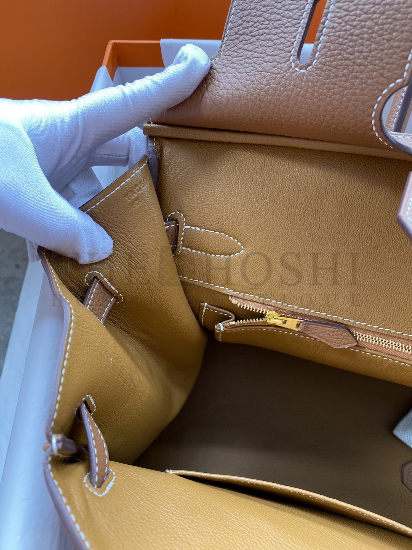 H**me5 Birkin 35 Retourne Handmade Bag In Gold Clemence Leather Master Quality