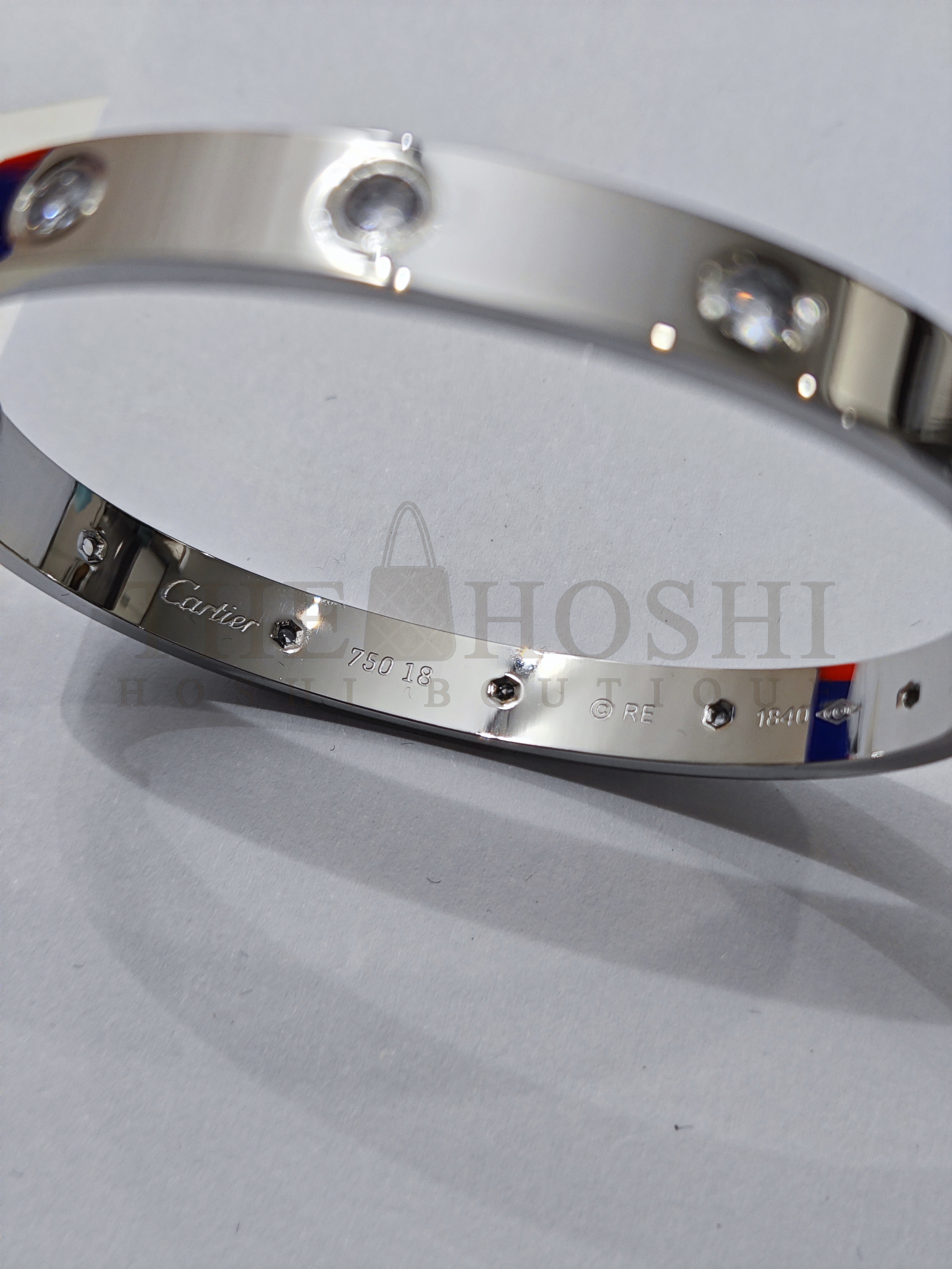 Ca*t1er Love Bracelet Dupe with Ten D1am0nds in White Gold Master Quality