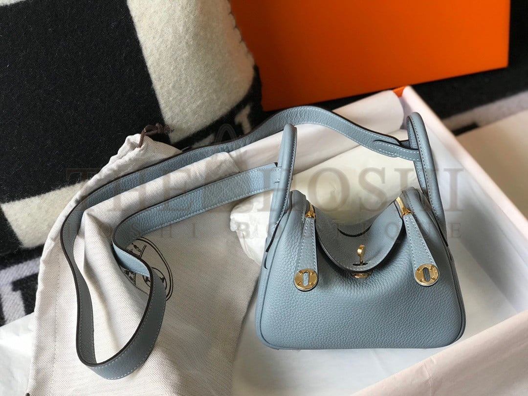 H**me5 Lindy Mini Bag In Blue Lin Clemence Leather GHW Master Quality