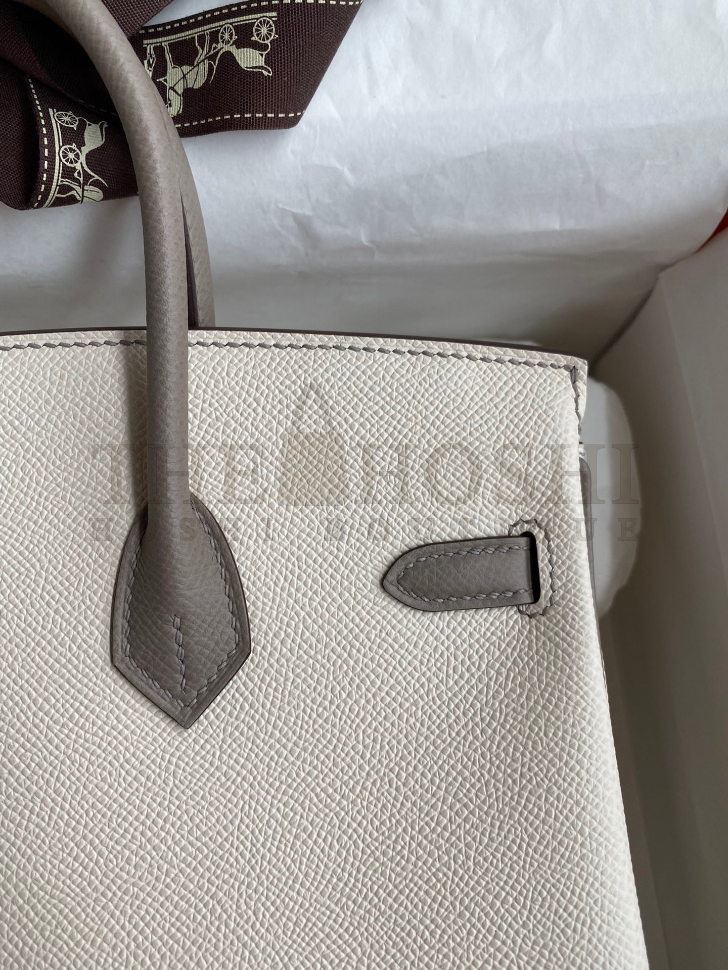 H**me5 HSS Birkin 25 Bicolor Bag in Craie and Gris Asphalt Epsom Calfskin Master Quality