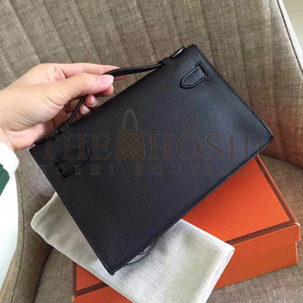 H**me5 Black Kelly Pochette Epsom Handmade Bag Master Quality