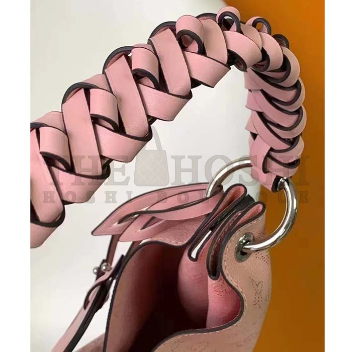 L0vis Vvtt0n LV Women Carmel Hobo Bag Pink Mahina Perforated Calfskin Leather Master Quality