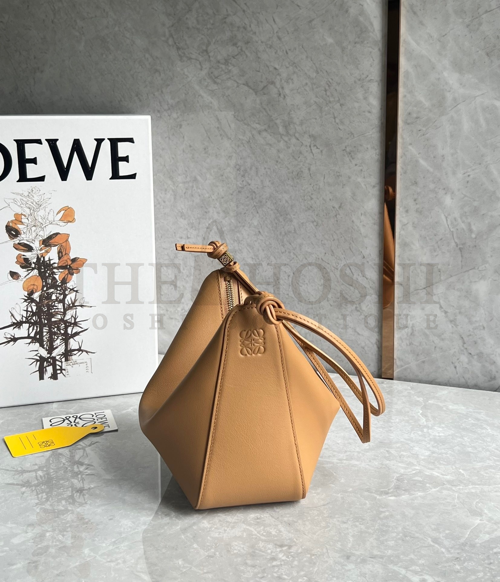 L0ew* Mini Hammock Hobo Bag in Light Brown Calfskin Master Quality