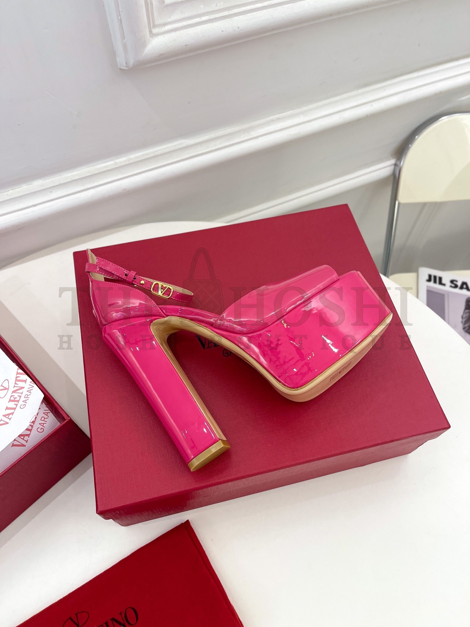 Va1e*ntin0 Tan-Go Platform Sandals 155mm In Rose Red Patent Leather Master Quality