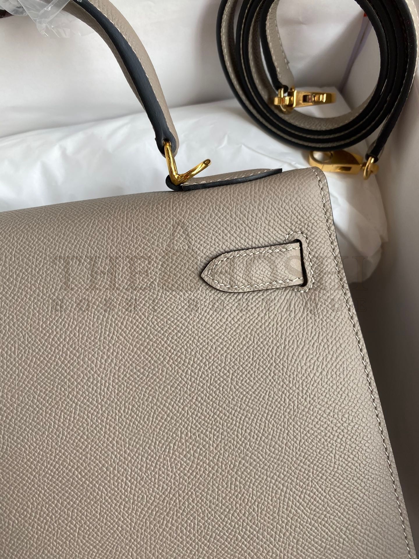 H**me5 Kelly Sellier 32 Handmade Bag Gris Asphalt Black Epsom Calfskin Master Quality