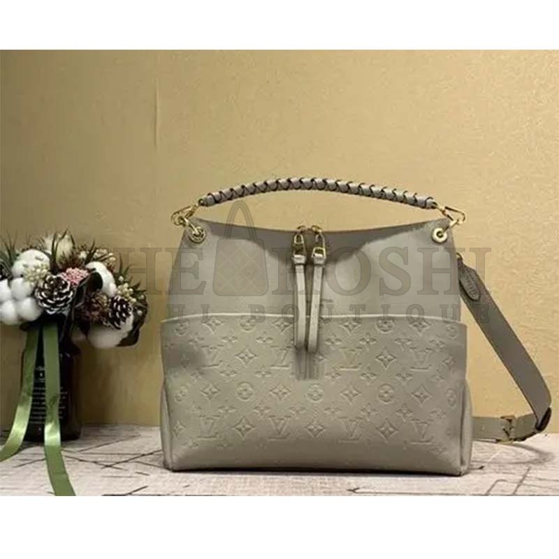 L0vis Vvtt0n LV Women Maida Hobo Handbag Tourterelle Gray Embossed Grained Cowhide Master Quality