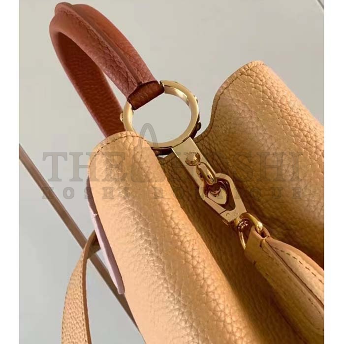 L0vis Vvtt0n LV Women Capucines MM Handbag Arizona Brown Cognac Taurillon Cowhide Leather Master Quality