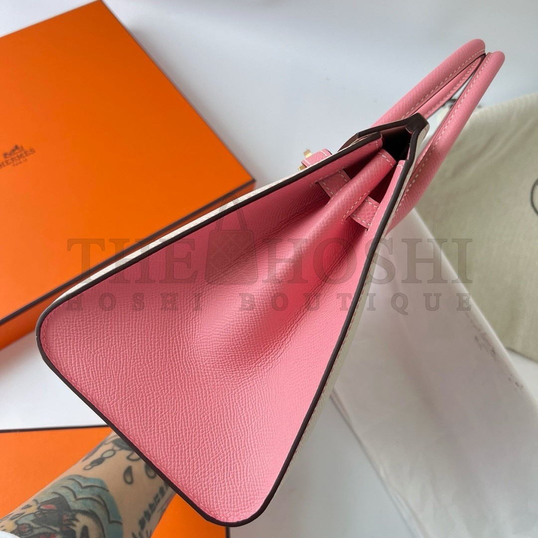 H**me5 HSS Birkin 25 Sellier Bag in Craie and Rose Confetti Epsom Calfskin Master Quality