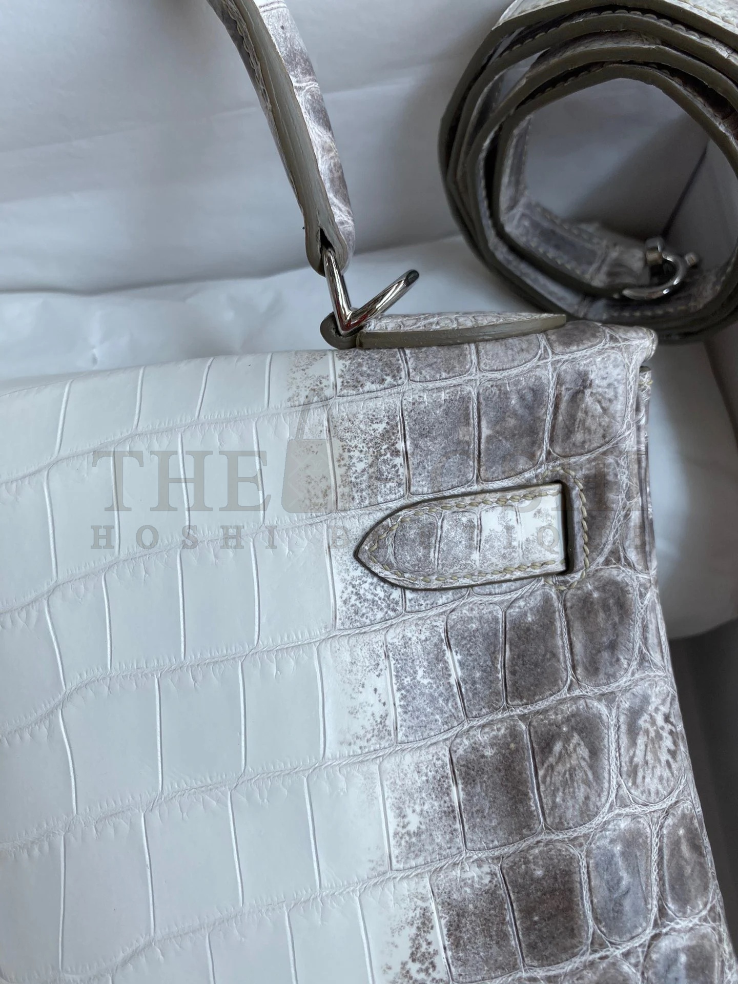 H**me5 Kelly Retourne 28 Handmade Bag In Himalaya Crocodile Niloticus Skin Master Quality