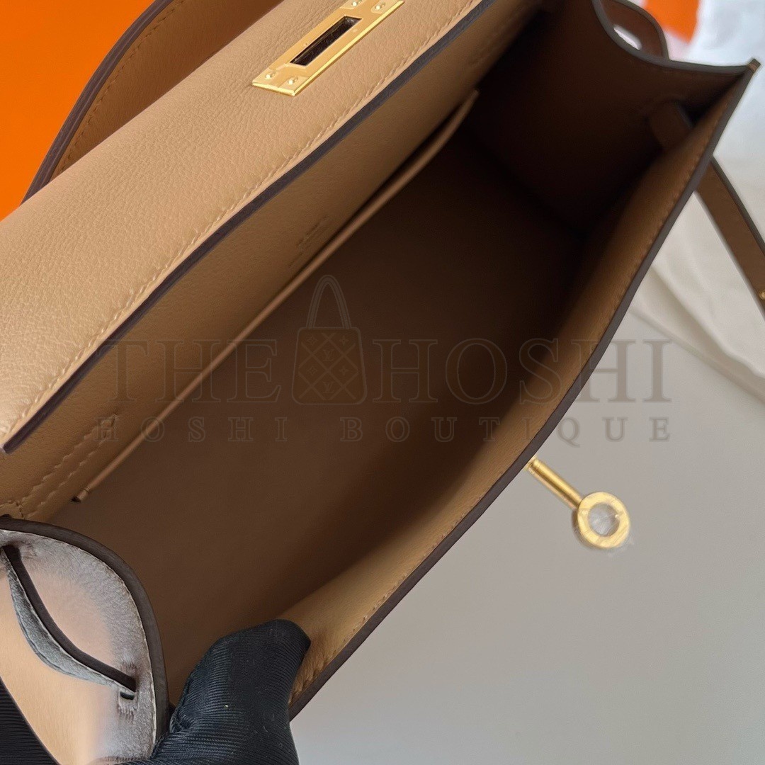H**me5 Kelly Pochette Handmade Bag In Chai Swift Calfskin Master Quality