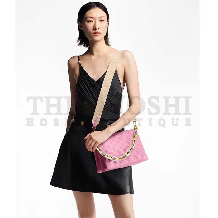 L0vis Vvtt0n LV Women Coussin PM Handbag Rose Bonbon Pink Lambskin Cowhide Leather Master Quality