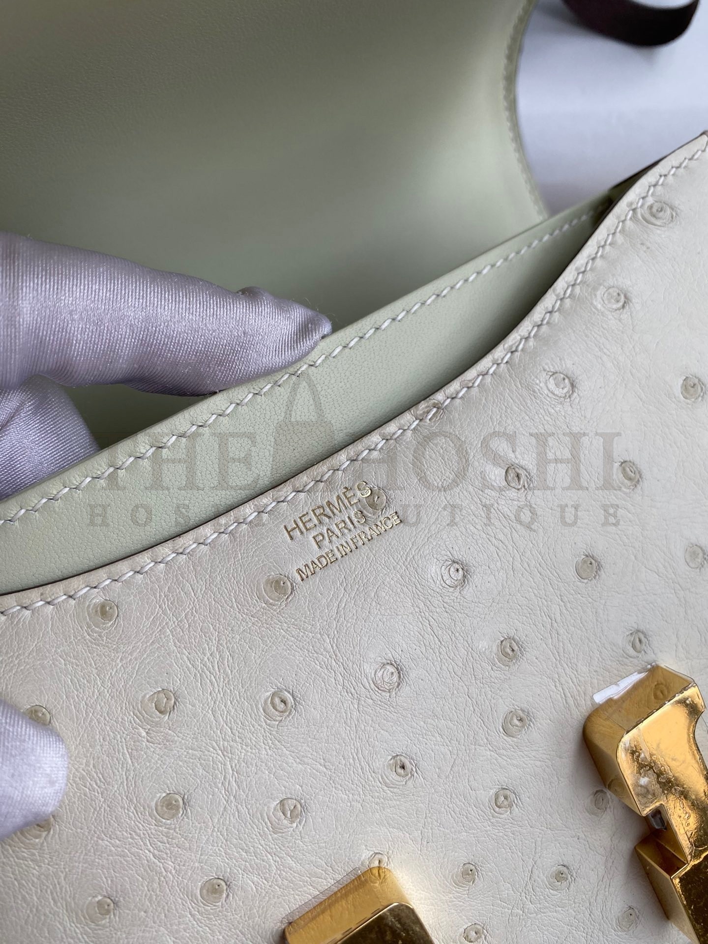 H**me5 Constance 18 Handmade Bag In Parchemin Ostrich Leather Master Quality