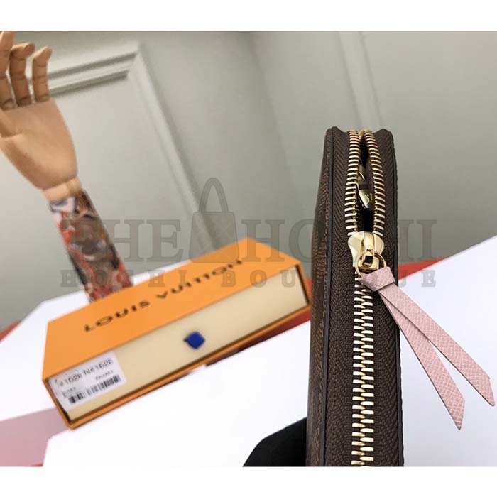 L0vis Vvtt0n LV Unisex Clémence Wallet Brown Pink Damier Ebene Coated Canvas Master Quality