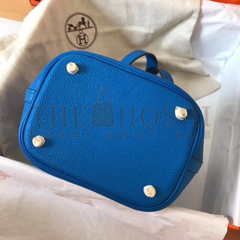 H**me5 Blue Hydra Picotin Lock MM 22cm Handmade Bag Master Quality