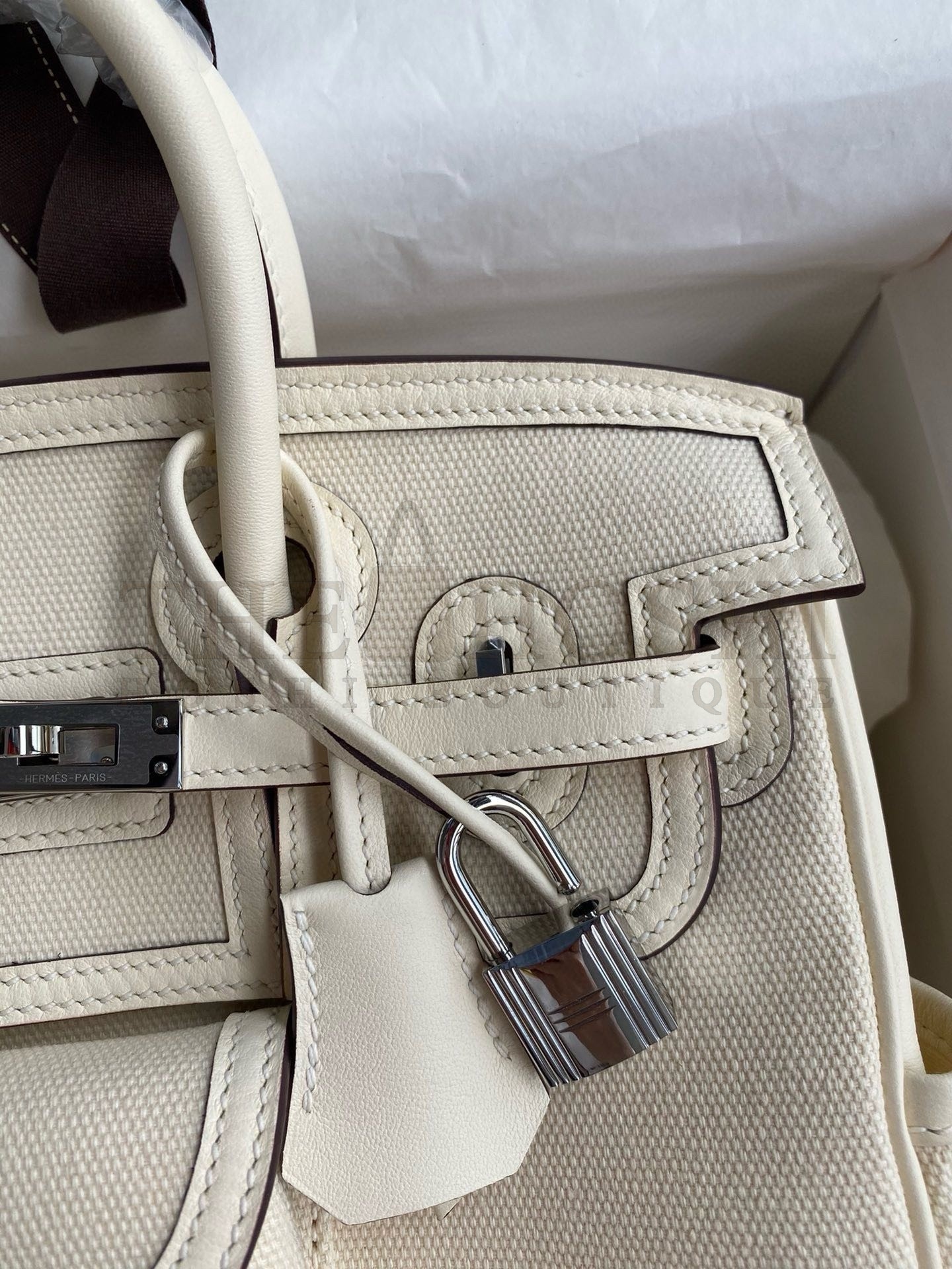 H**me5 Birkin Cargo 25 Bag in Craie Toile and Swift Leather Master Quality