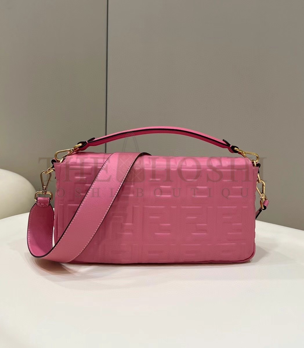 F**di Large Baguette Bag In Pink FF Nappa Leather Master Quality