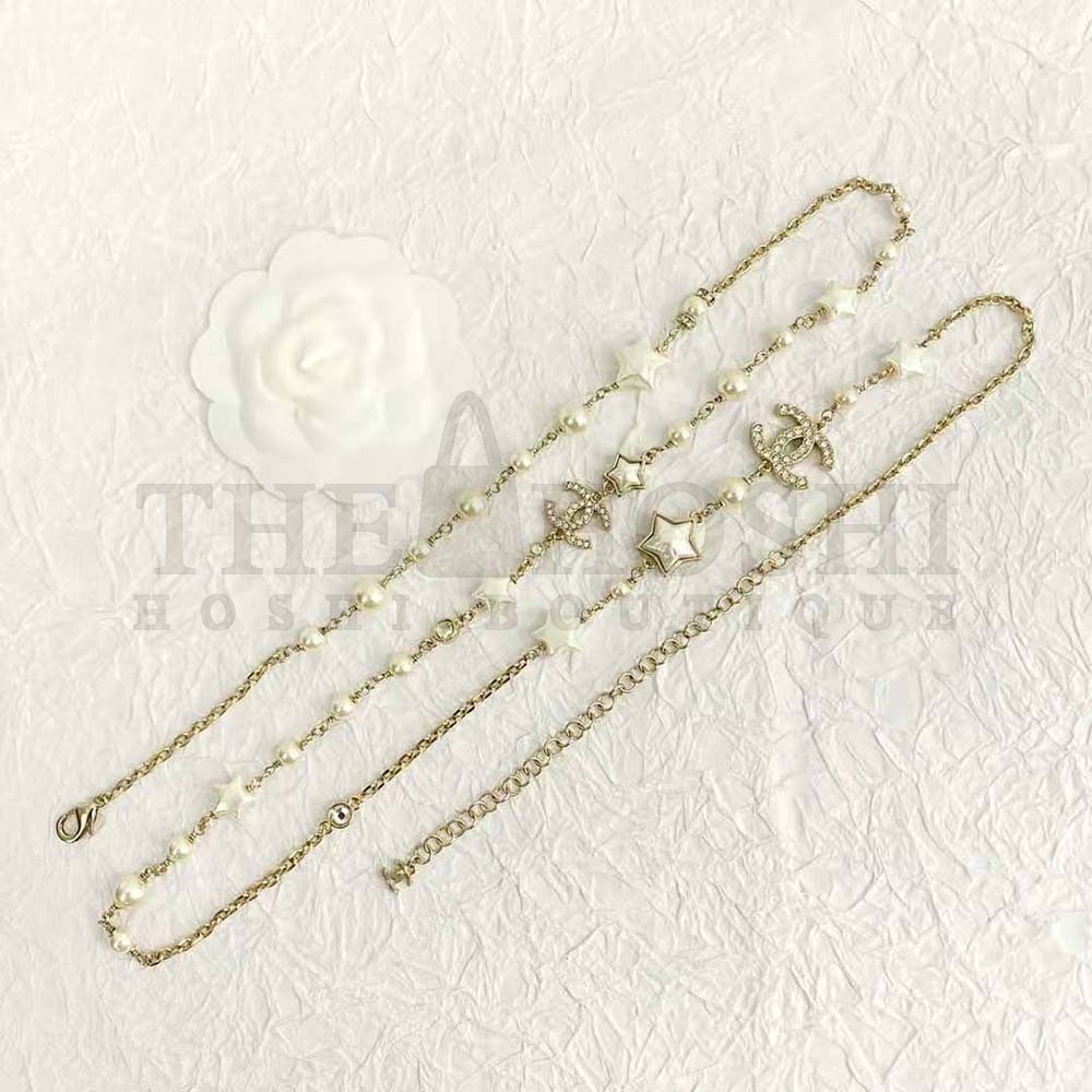 Ch**el Women Long Necklace in Metal Resin Glass Pearls and Strass Master Quality