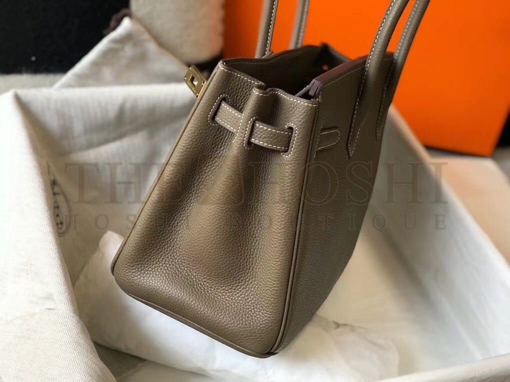 H**me5 Birkin 30 Bag in Taupe Grey Clemence Leather with GHW Master Quality