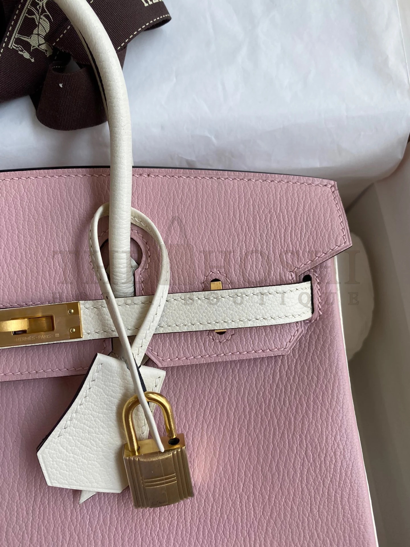 H**me5 HSS Birkin 25 Bicolor Bag in Pink and Craie Chevre Mysore Leather Master Quality