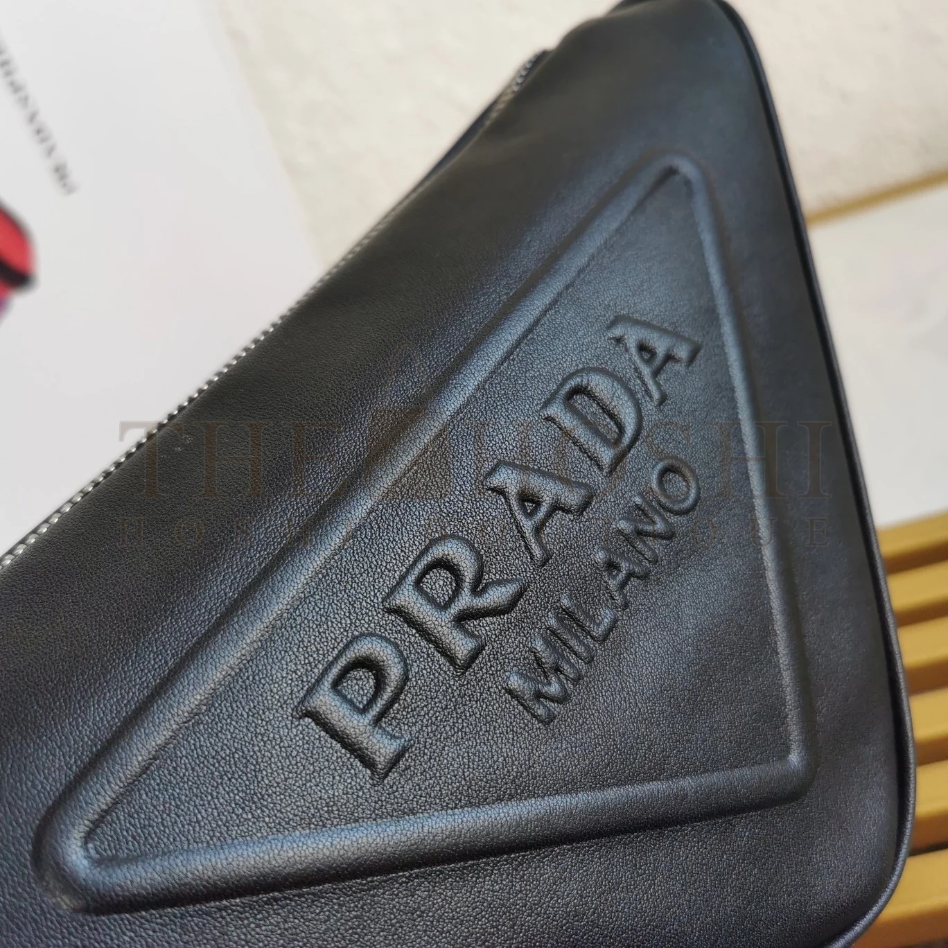 Pra*a Triangle Shoulder Bag In Black Calfskin Master Quality
