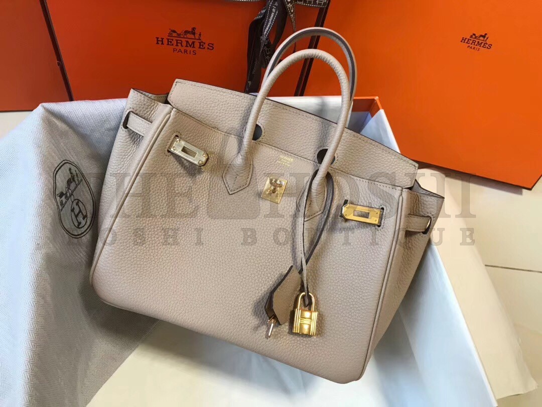 H**me5 Birkin 25 Bag In Beige Clemence Leather with GHW Master Quality