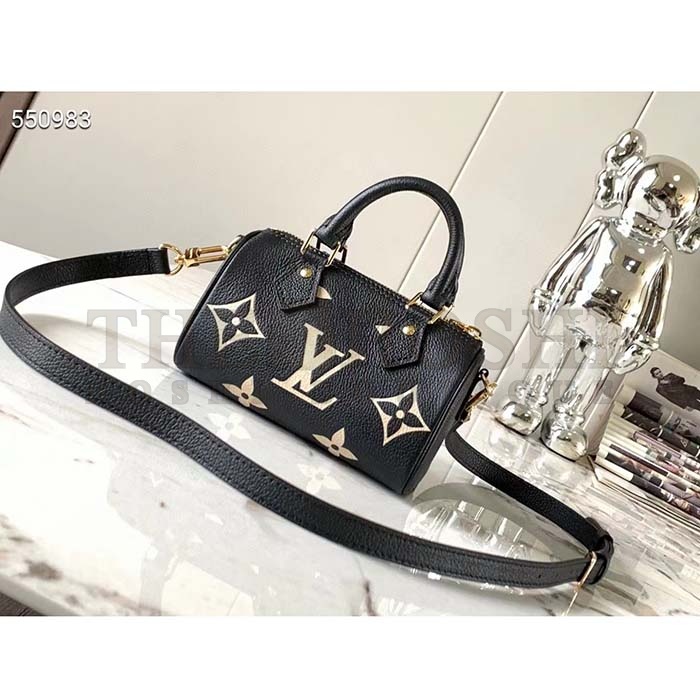L0vis Vvtt0n LV Women Nano Speedy Bag Black Beige Monogram Empreinte Embossed S*pple Grained Cowhide Leather Master Quality